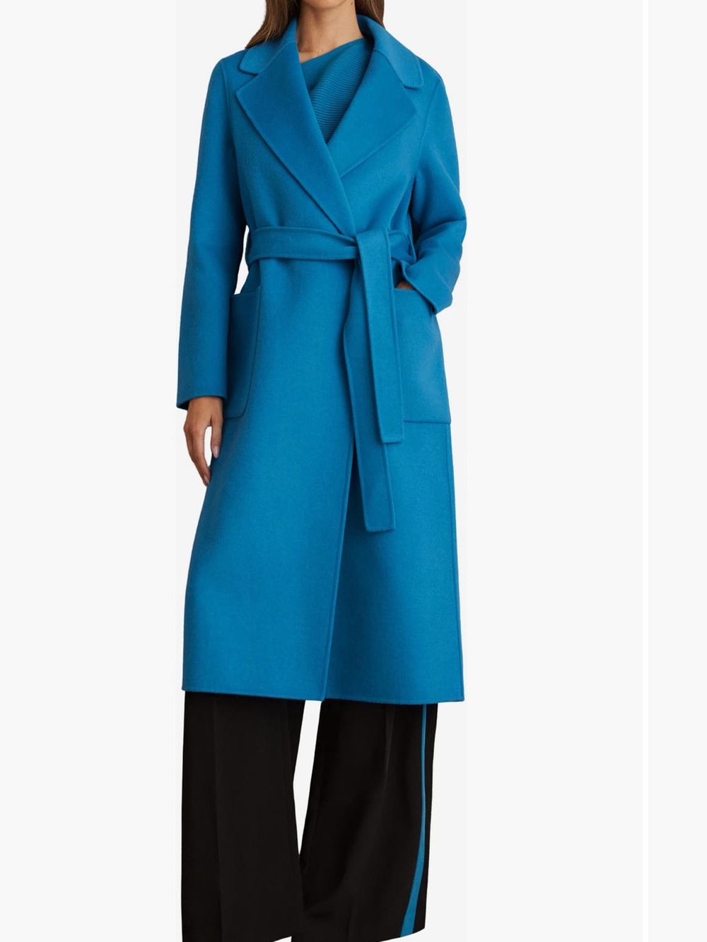 Reiss Vibrant Teal Wrap Belted Long Coat size 8